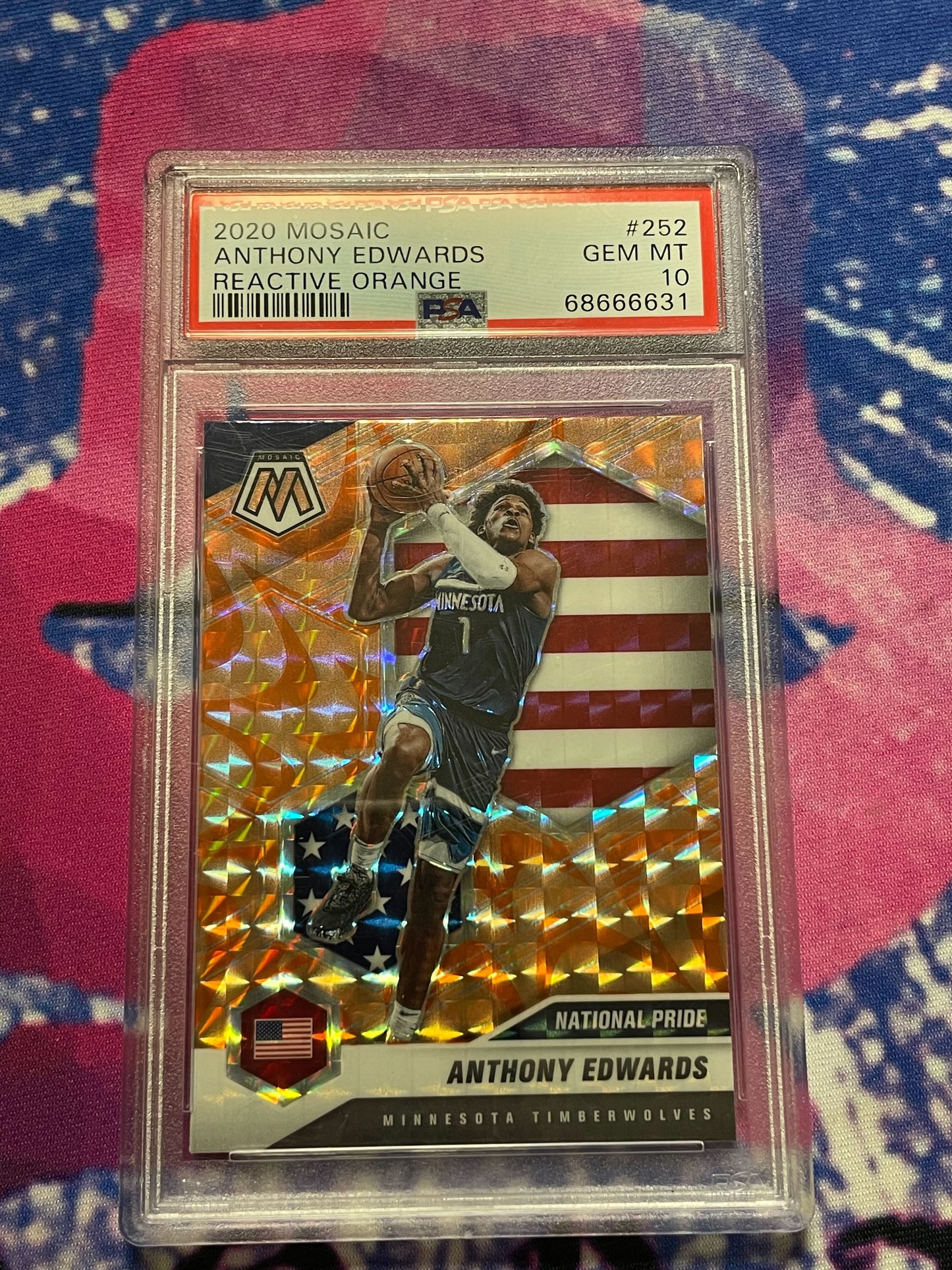 2020 Mosaic Anthony Edwards Reactive Orange Rookie PSA10