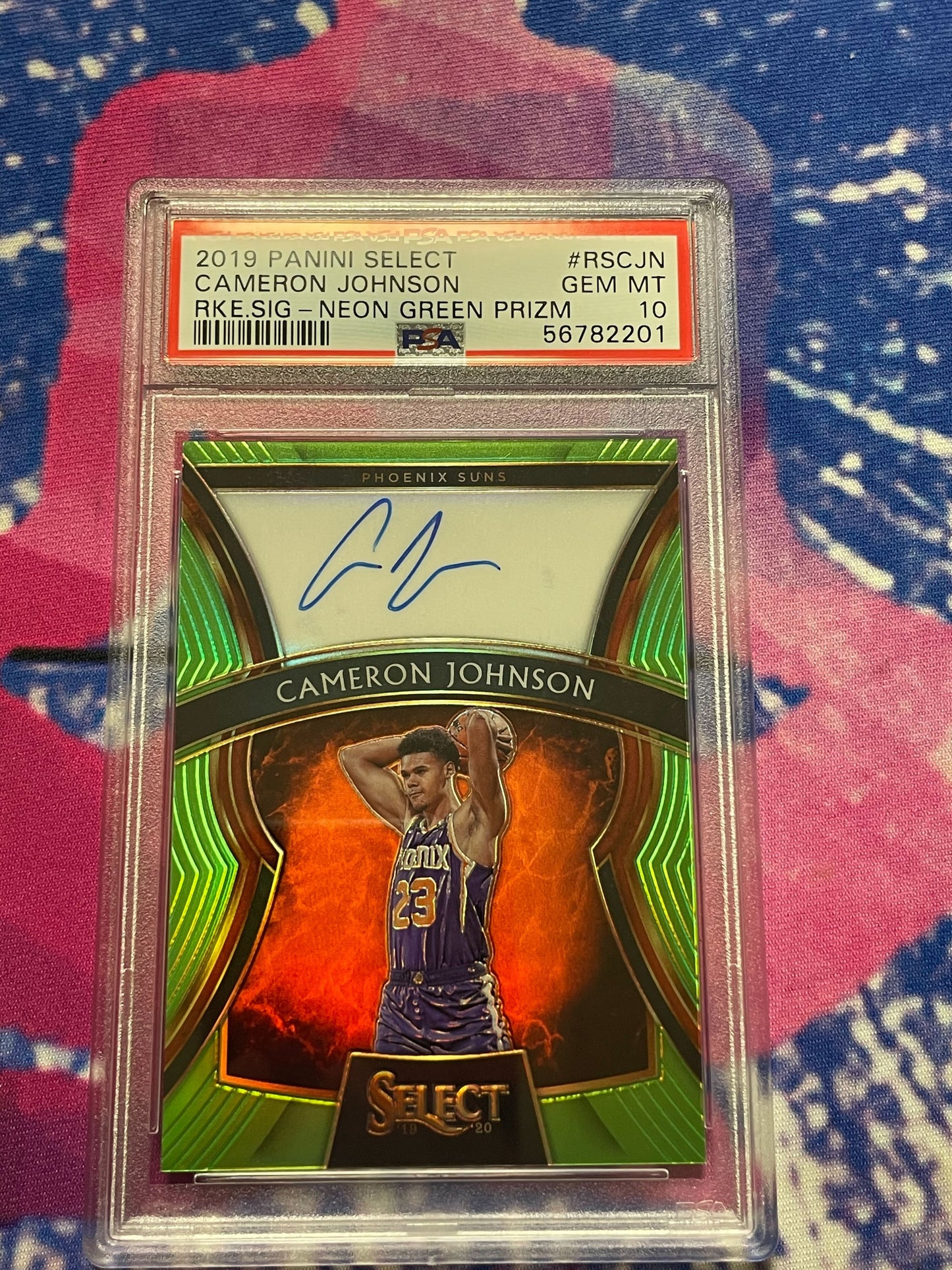 2019 Panini Select Cameron Johnson Rookie Signature Neon Green Prizm 34/99 PSA 10