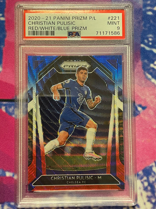 2020-2021 Panini Prizm Christian Pulisic Red White and Blue Prizm PSA 9