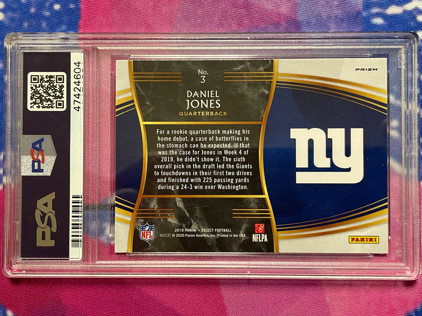 2019 Panini Select Daniel Jones Snapshots Prizm PSA 10