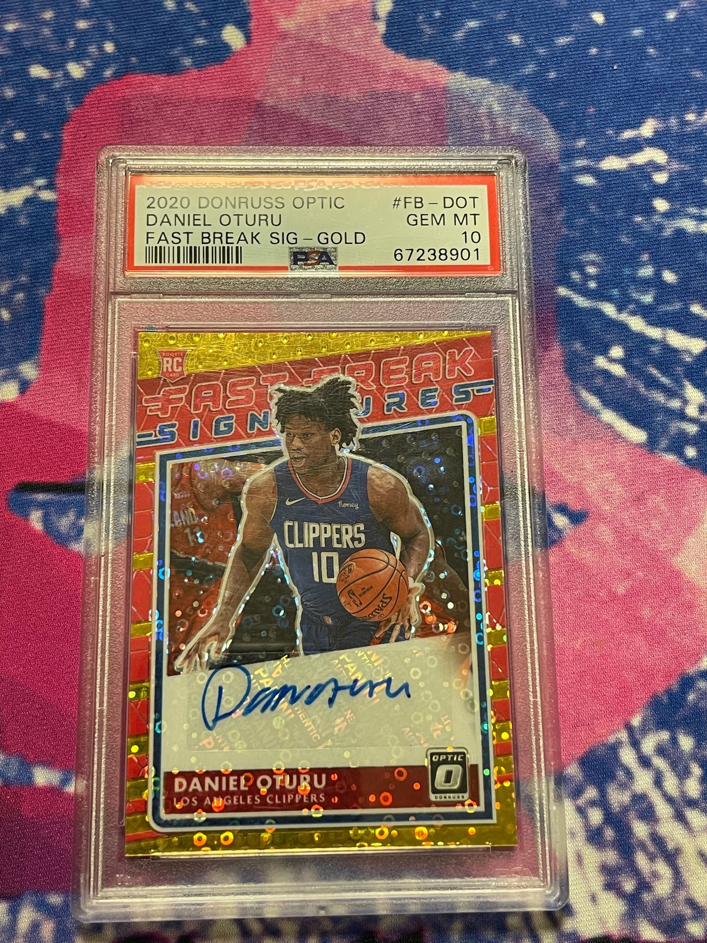 2020 Donruss Optic Daniel Oturu Rookie Fast Break Auto Gold 7/10 PSA 10