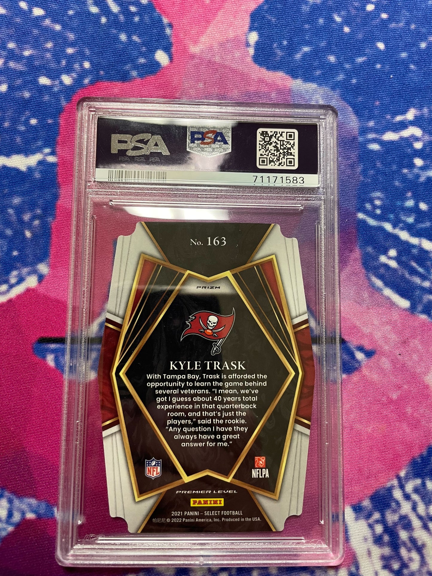 2021 Panini Select Kyle Trask Die-Cut Black and Gold Prizm PSA 9