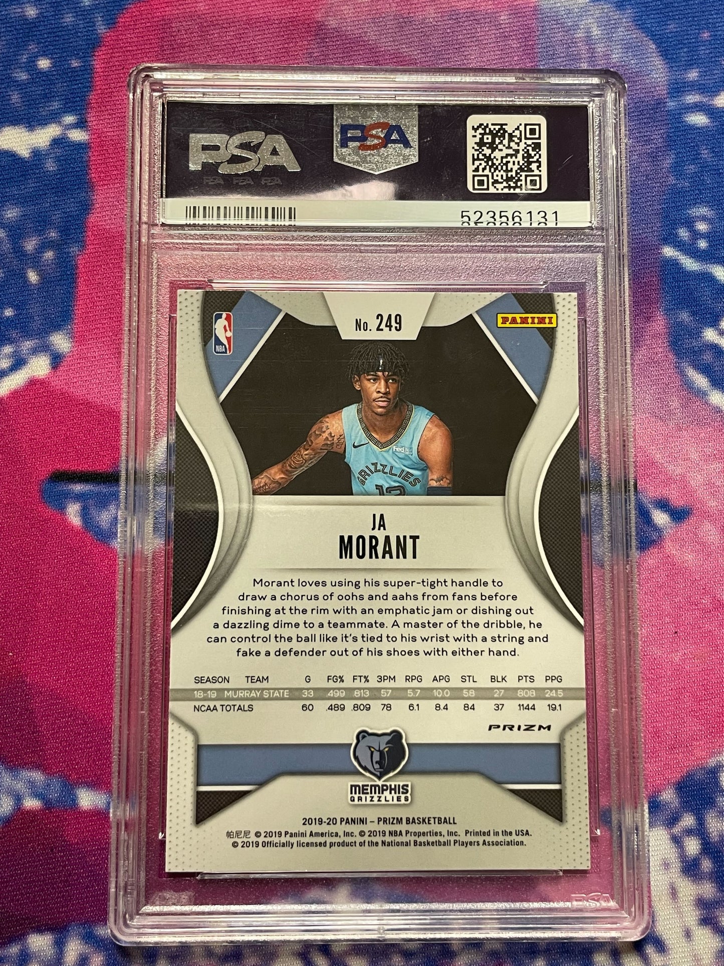 2019 Panini Prizm Ja Morant Ruby Wave Rookie PSA 9