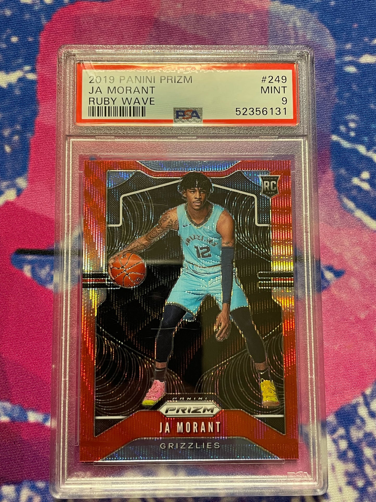 2019 Panini Prizm Ja Morant Ruby Wave Rookie PSA 9