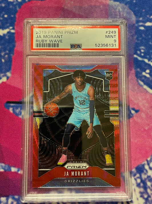 2019 Panini Prizm Ja Morant Ruby Wave Rookie PSA 9