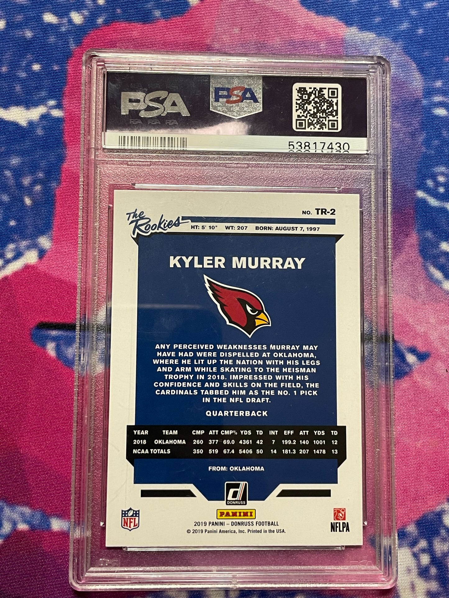 2019 Panini Donruss The Rookies Kyler Murray PSA 10