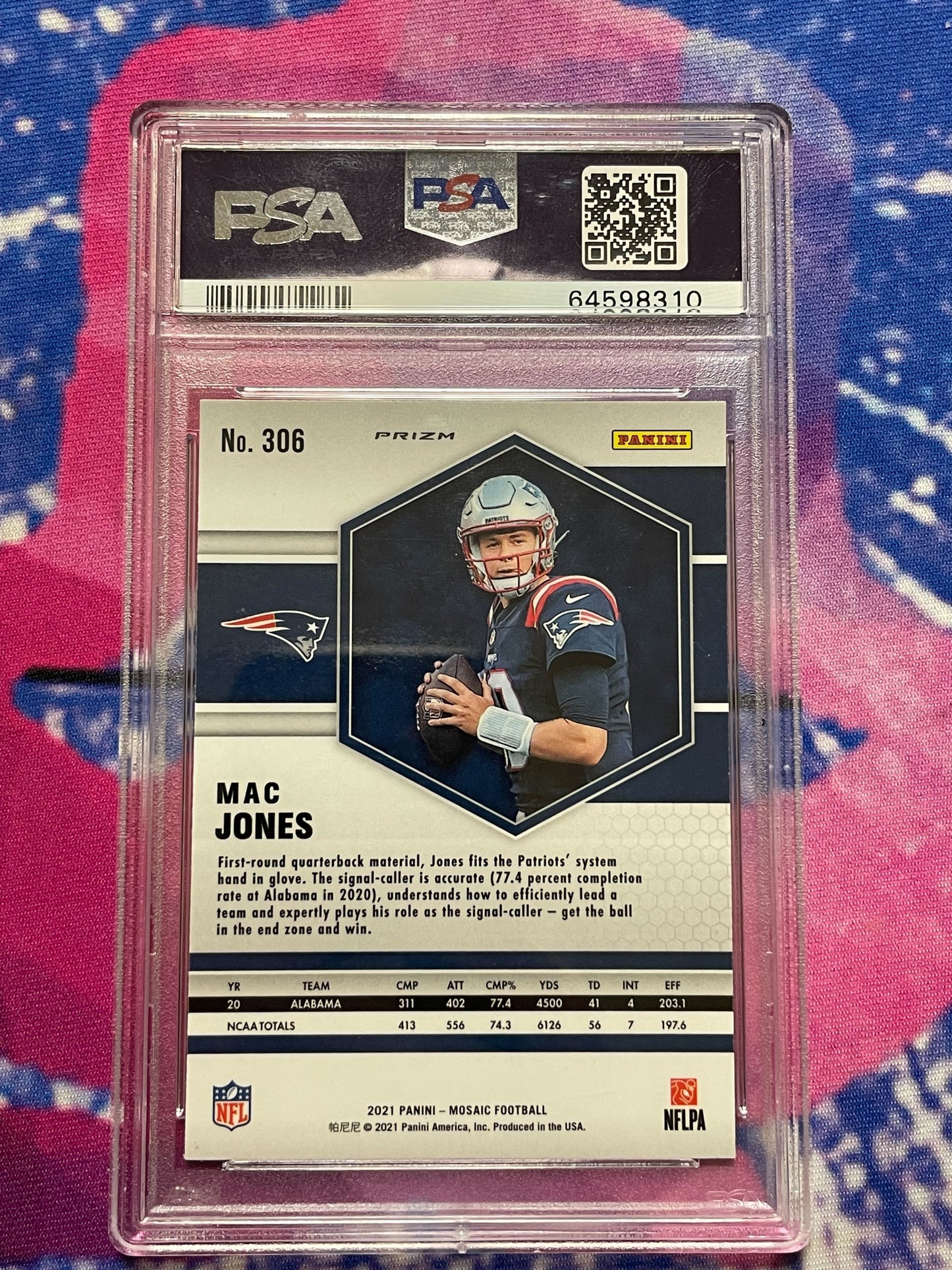 2021 Panini Mosaic Mac Jones Reactive Orange PSA 10