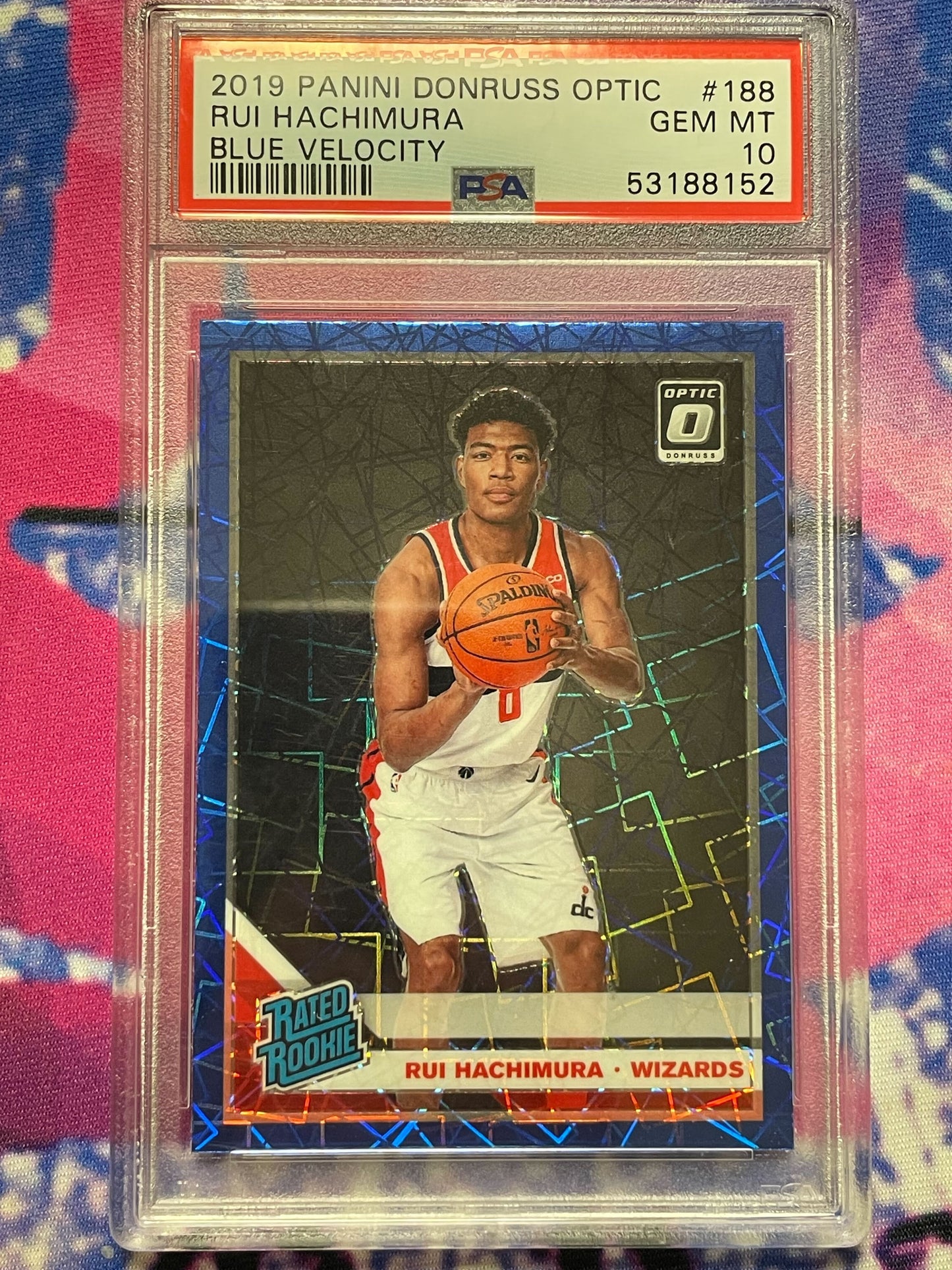 2019 Panini Donruss Optic Rui Hachimura Blue Velocity PSA 10