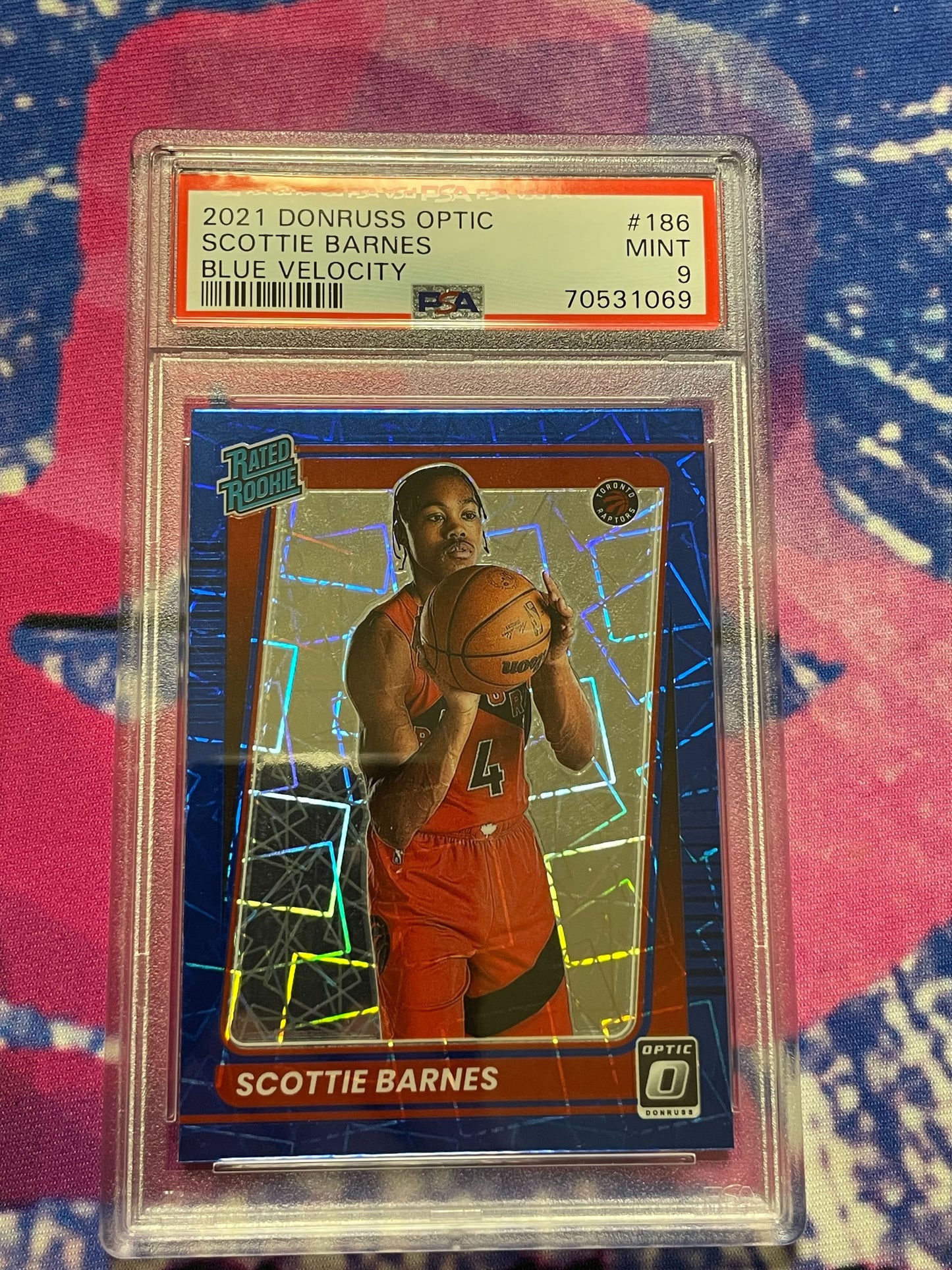 2021 Donruss Optic Scottie Barnes Rookie Blue Velocity PSA 9