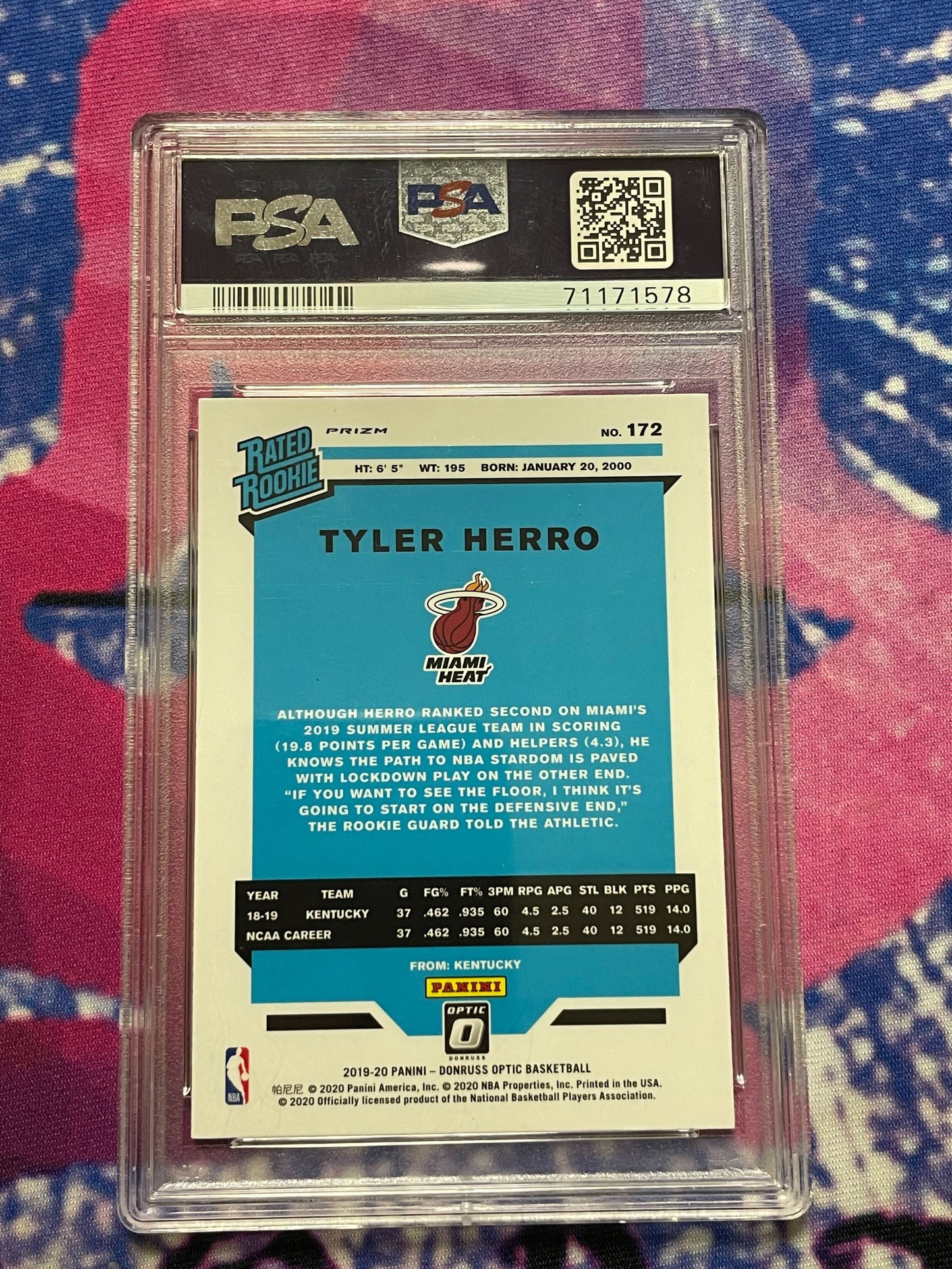 2019 Panini Donruss Optic Tyler Herro Red Wave Rookie PSA 10