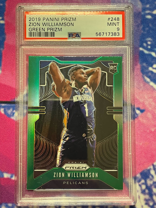 2019 Panini Prizm Zion Williamson Green Prizm Rookie Card PSA 9